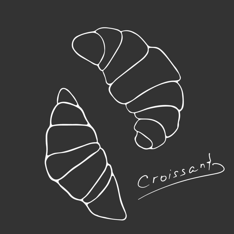 ilustração desenhada à mão de um croissant vetor