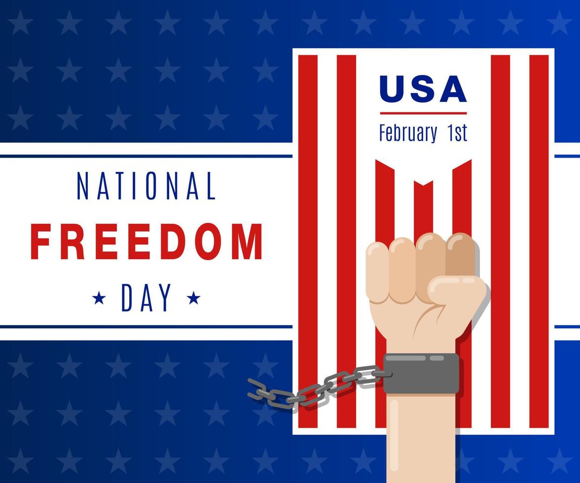 ilustração vetorial do dia nacional da liberdade, uma mão fechada em um punho liberado das correntes. vetor