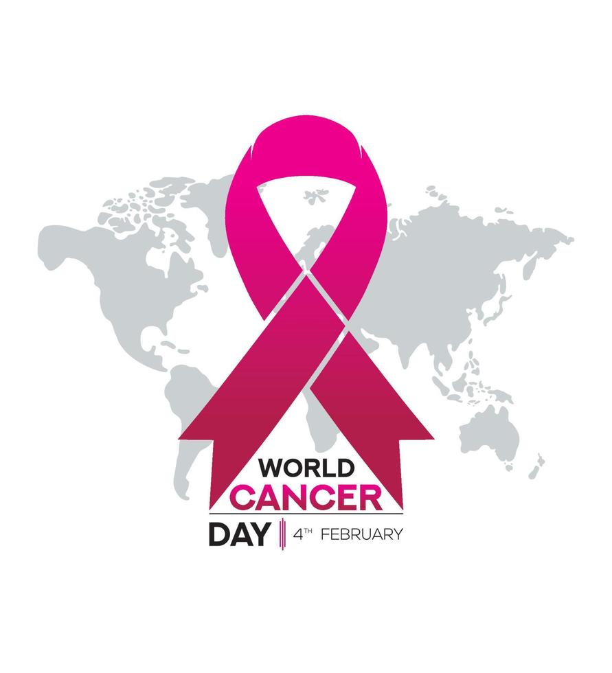 dia mundial do câncer, 4 de fevereiro, conceito, cartaz, ilustração em vetor. vetor