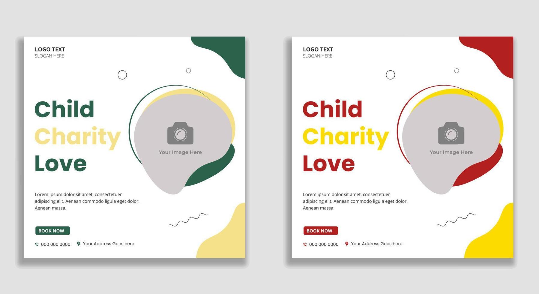 mídia social de caridade infantil e modelo de banner da web vetor