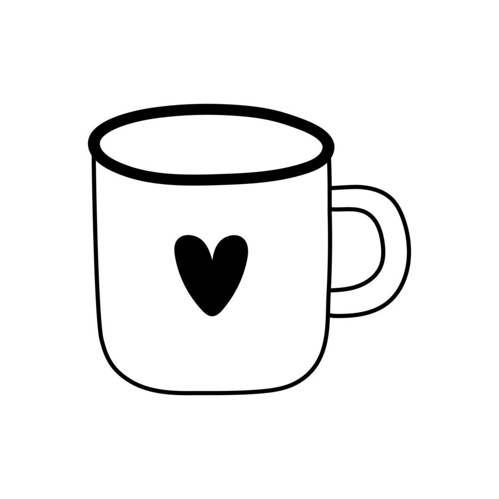 xícara de arte de linha de chá ou café. design de estilo doodle desenhado à mão. ilustração vetorial isolada vetor