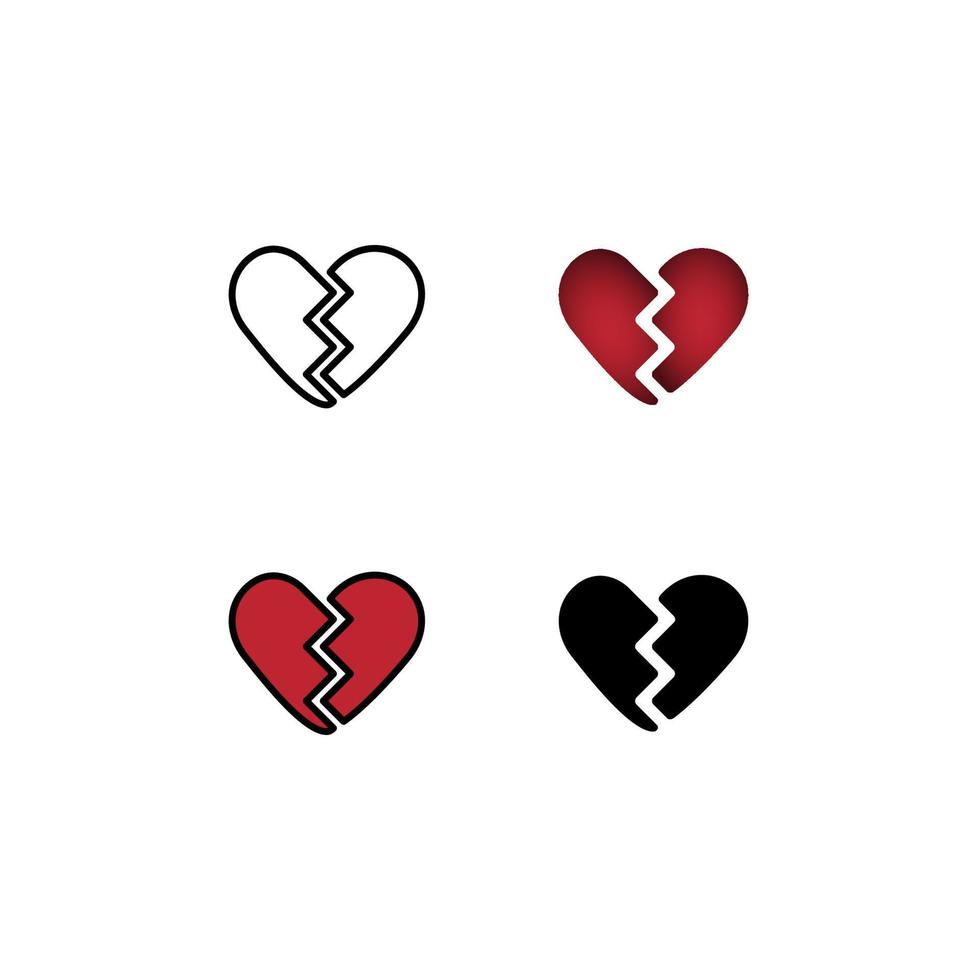 ícone de coração partido vetor