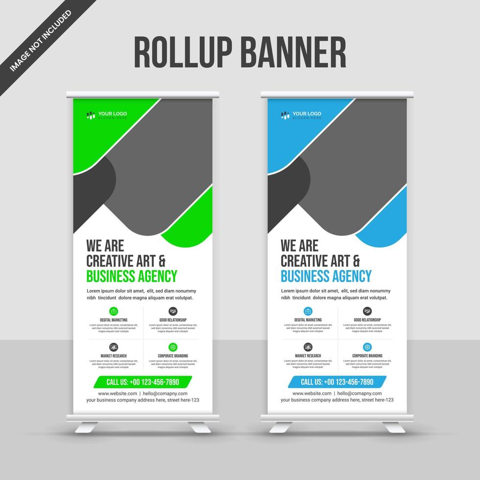 modelo de design de banner pop up roll up corporativo moderno ou standee x banner vetor