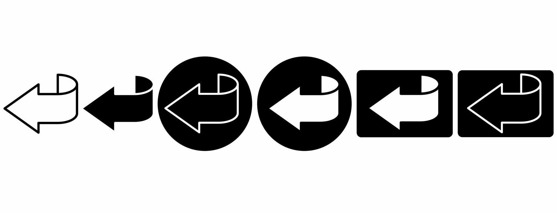 conjunto de ícones de seta para trás 3d isolados no fundo branco vetor
