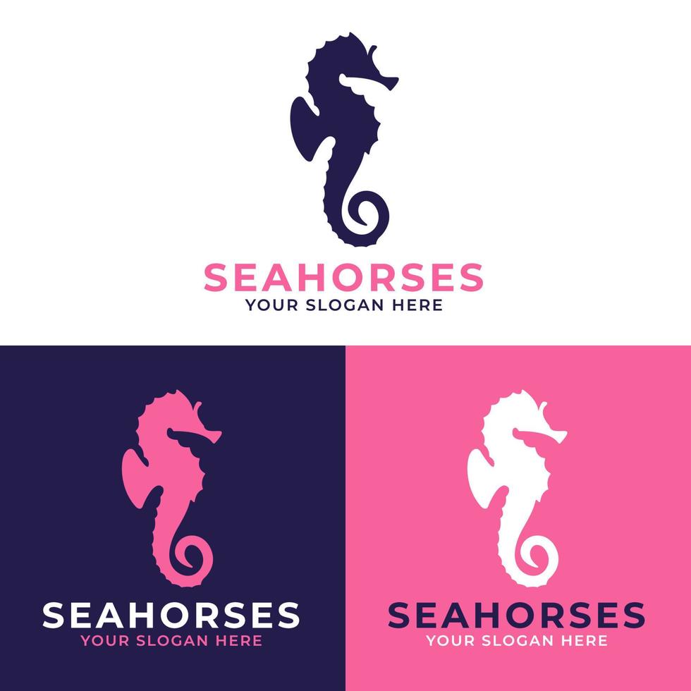 design de logotipo de cavalos-marinhos vetor simples, ilustração de logotipo de cavalos-marinhos