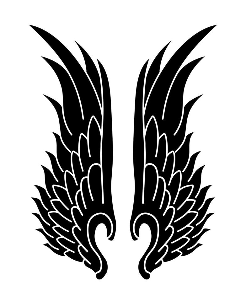 tatuagem tribal de asas de anjo vetor livre