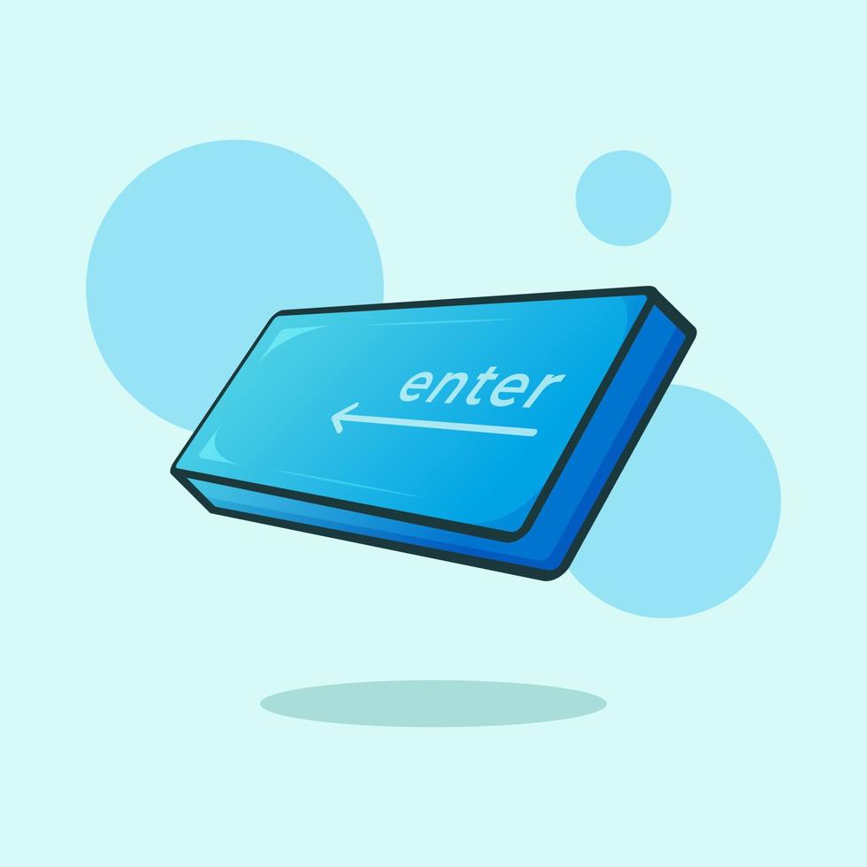bonito adorável desenho animado azul teclado 3d ilustração do botão Enter para ícone de adesivo mascote e logotipo vetor