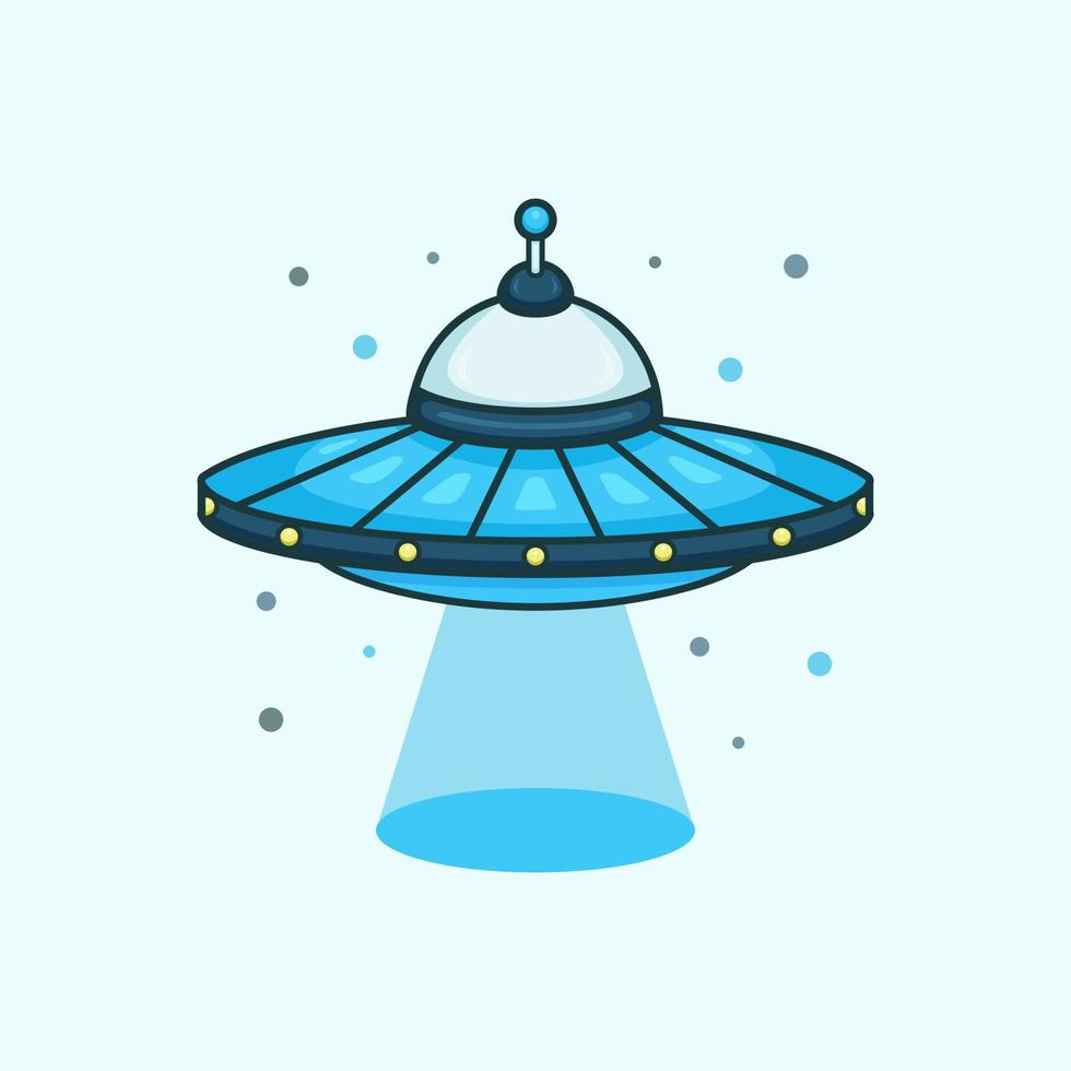 desenho animado adorável voando ufo avião alienígena luz ilustração para ícone de adesivo mascote e logotipo vetor