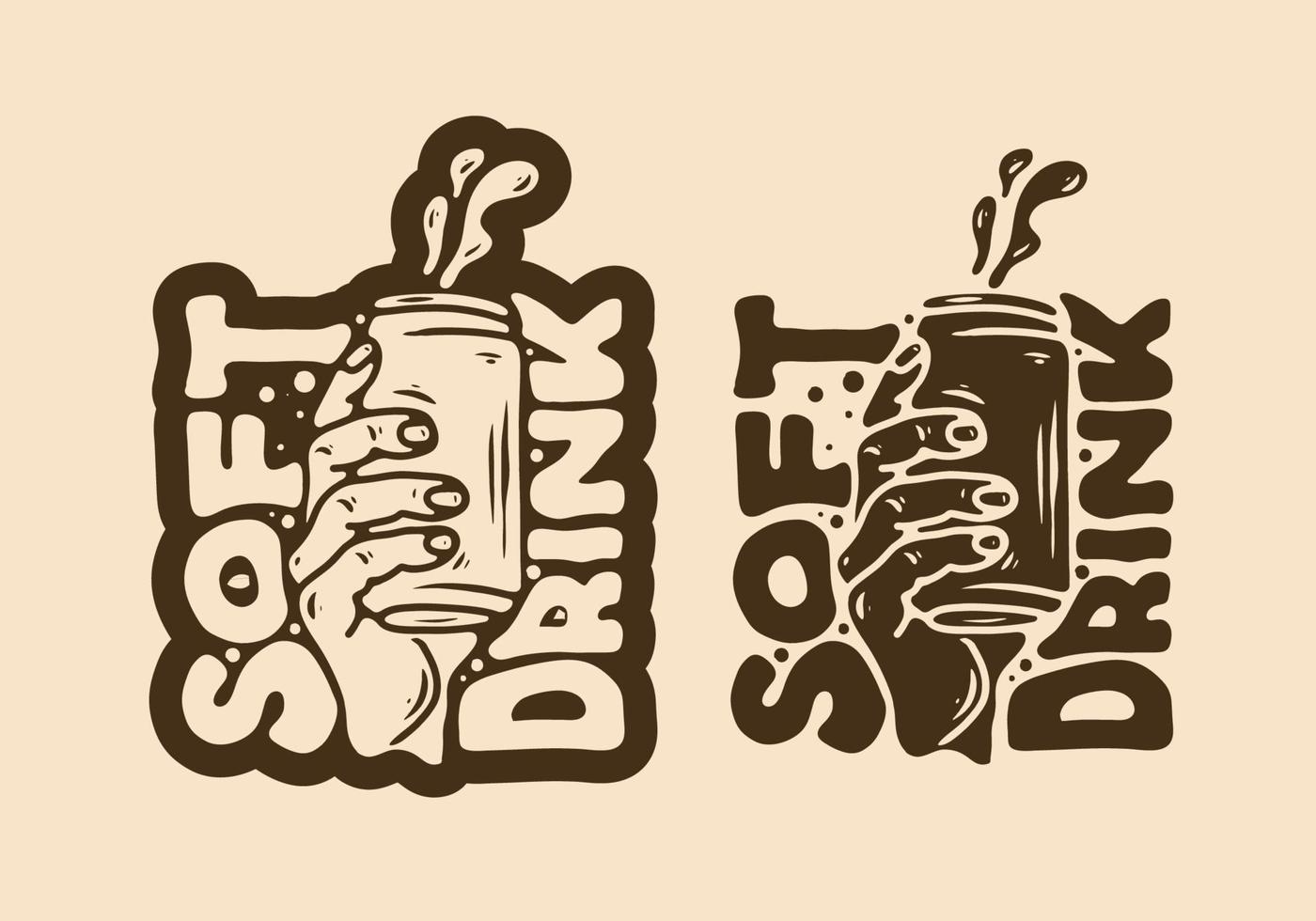 design de ilustração de mão segurando uma lata de refrigerante vetor