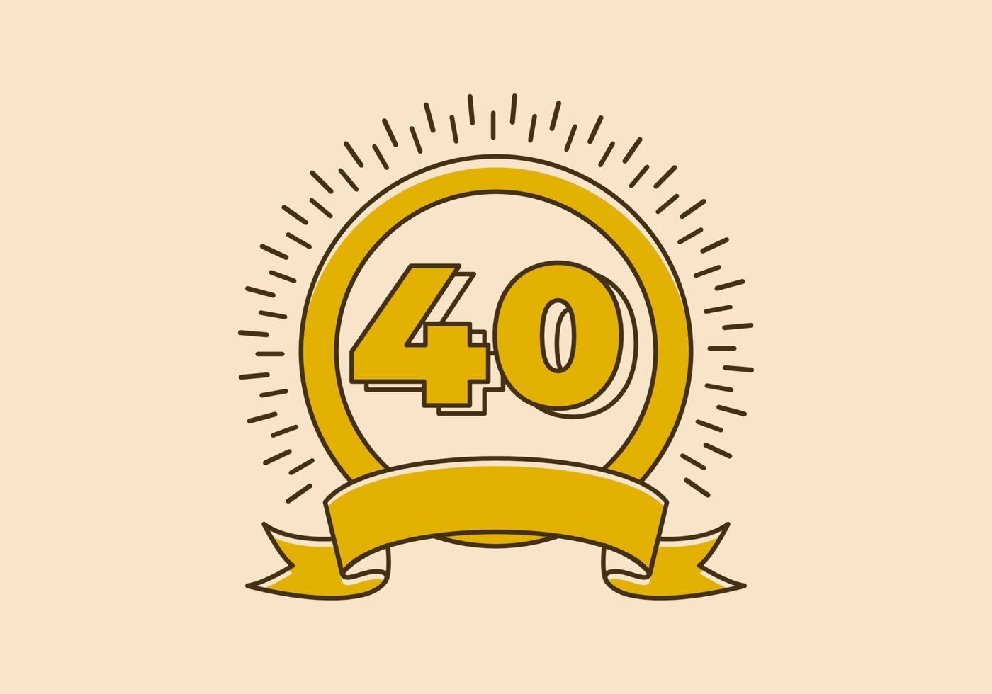 distintivo de círculo amarelo vintage com o número 40 nele vetor
