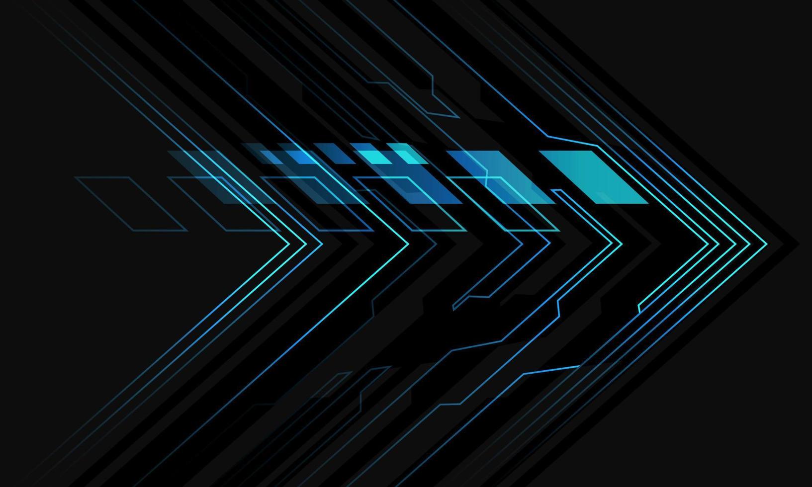 direção de seta cibernética de luz azul de circuito preto abstrato no vetor de fundo de tecnologia futurista moderna de design cinza