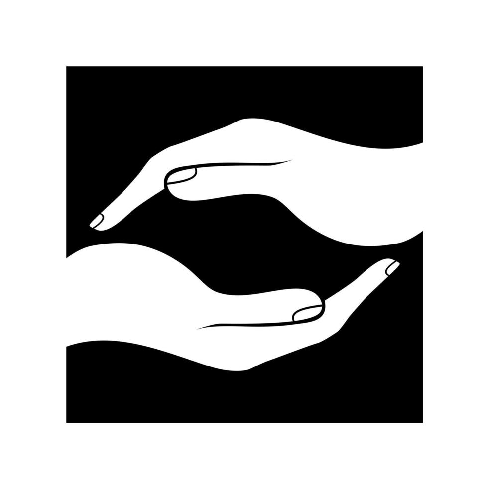 incríveis mãos flip dentro de um estoque de vetores de conceito abstrato de design de logotipo de ícone gráfico de imagem quadrada. pode ser usado como um símbolo relacionado à comunidade ou liberdade.