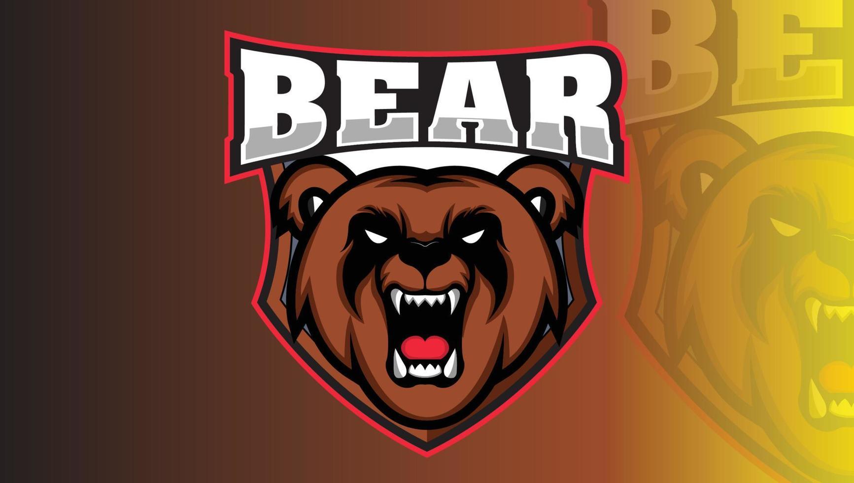 modelo de design de logotipo de mascote esport de cabeça de urso vetor