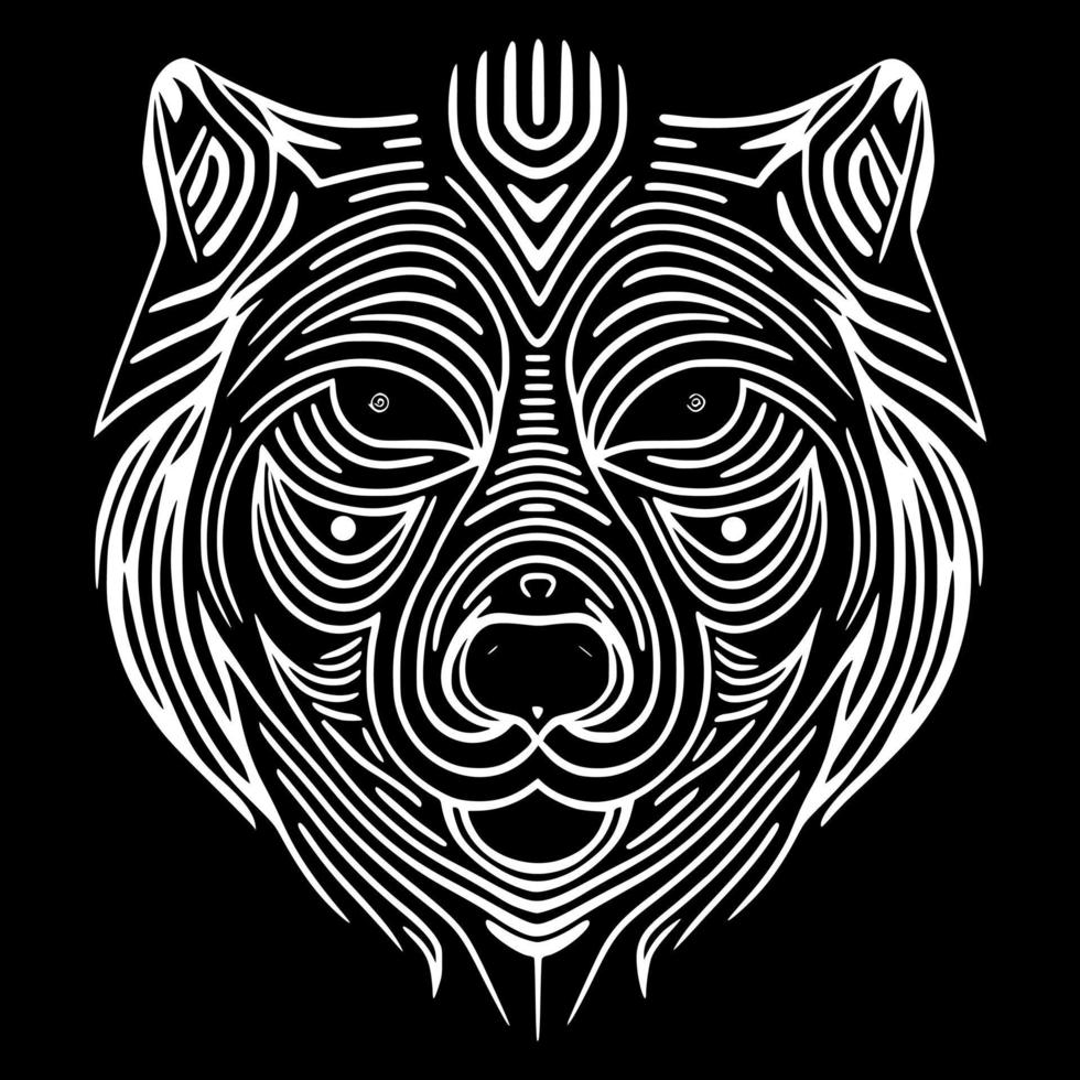 retrato vetorial de lobo bravo, cabeça de coiote. design ornamentado para bordados, tatuagens, camisetas, emblemas. vetor