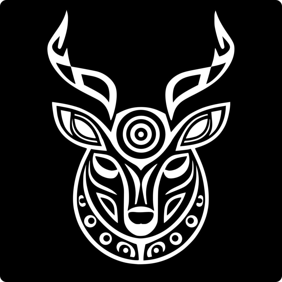 cabeça de veado, estilo polinésio, tribal. ótimo design para bordados, tatuagens, camisetas. vetor