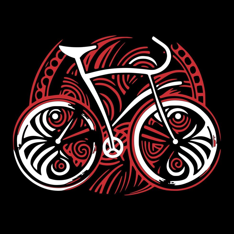 bicicleta estilizada e ornamental. design para bordado, tatuagem, camiseta, mascote, logotipo. vetor