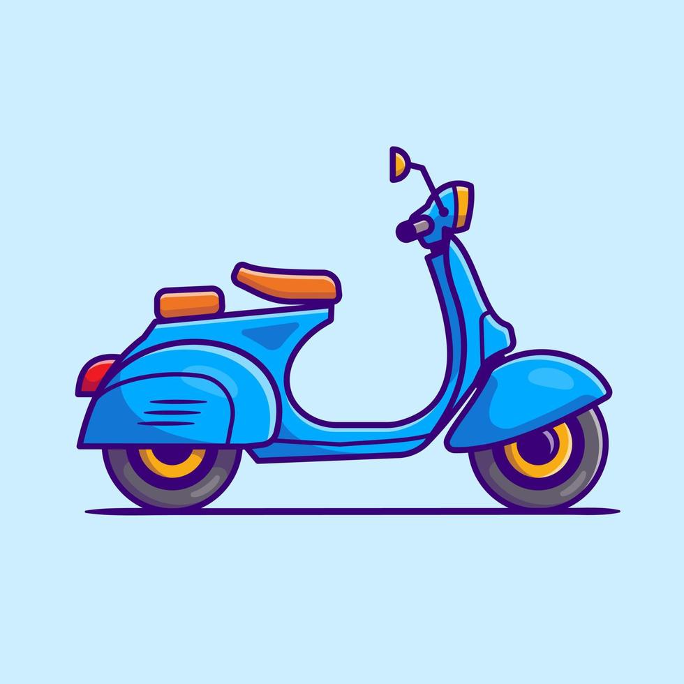 ilustração de ícone do vetor dos desenhos animados de scooter. conceito de ícone de veículo motocicleta isolado vetor premium. estilo cartoon plana