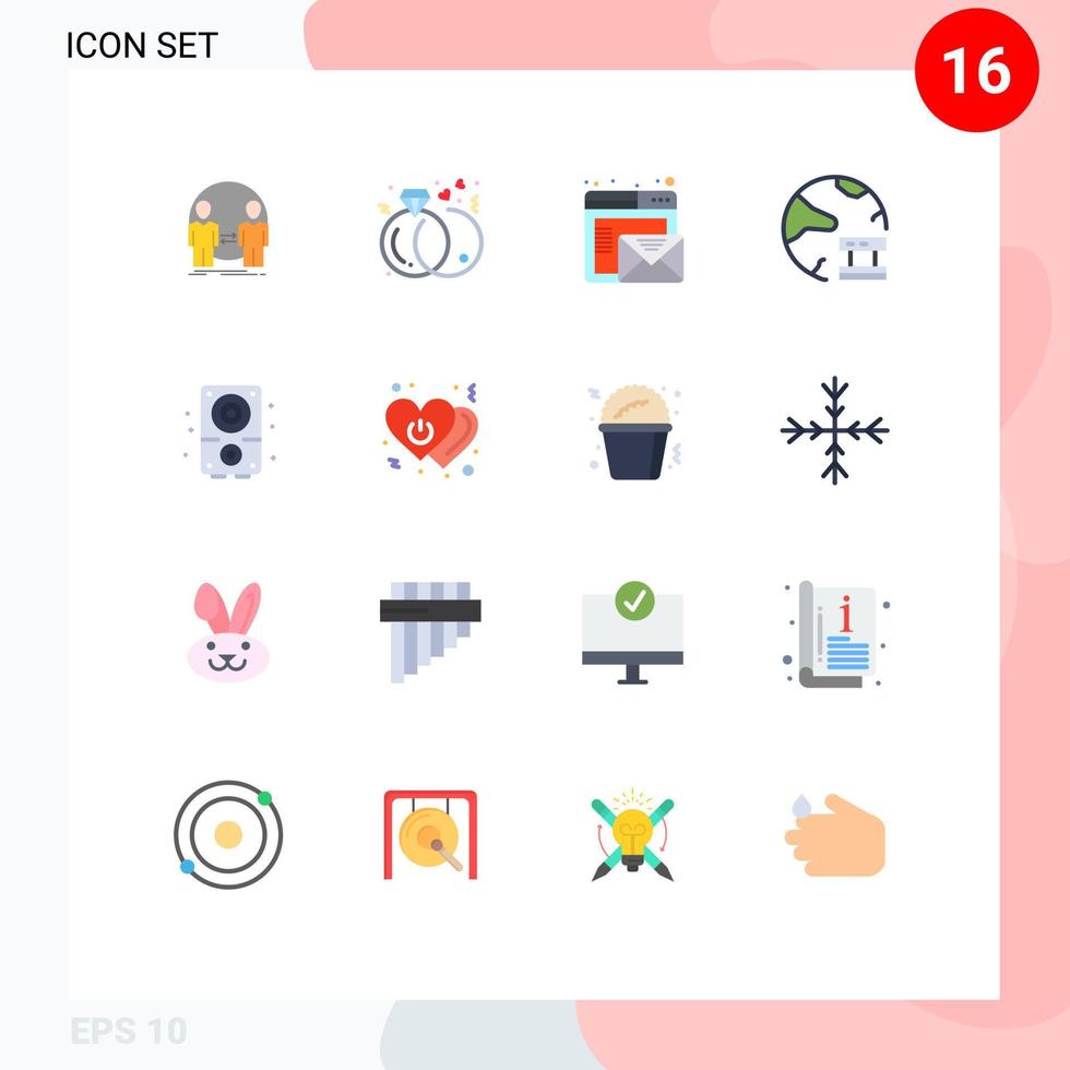 Conceito de 16 cores planas para sites móveis e aplicativos, banco de dados do servidor, anéis, pacote editável on-line de elementos de design de vetores criativos