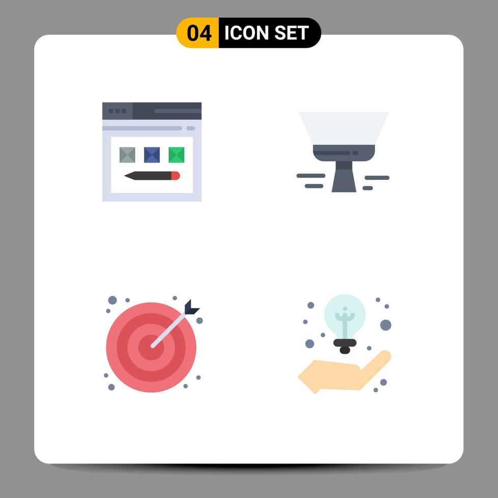 pacote de ícones de vetores de ações de 4 sinais e símbolos de linha para site de marketing na internet pintura seo elementos de design de vetores editáveis