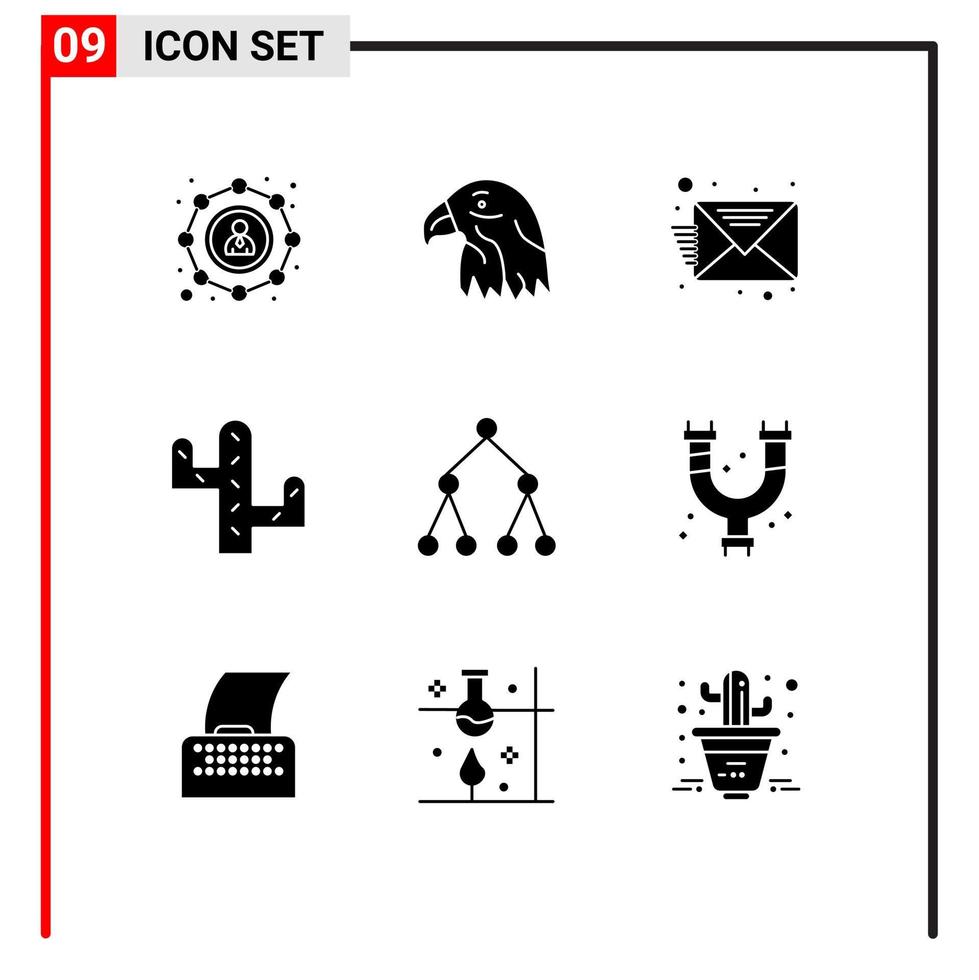 9 ícones criativos sinais modernos e símbolos de topologia de tubos e-mail deserto social elementos de design de vetores editáveis