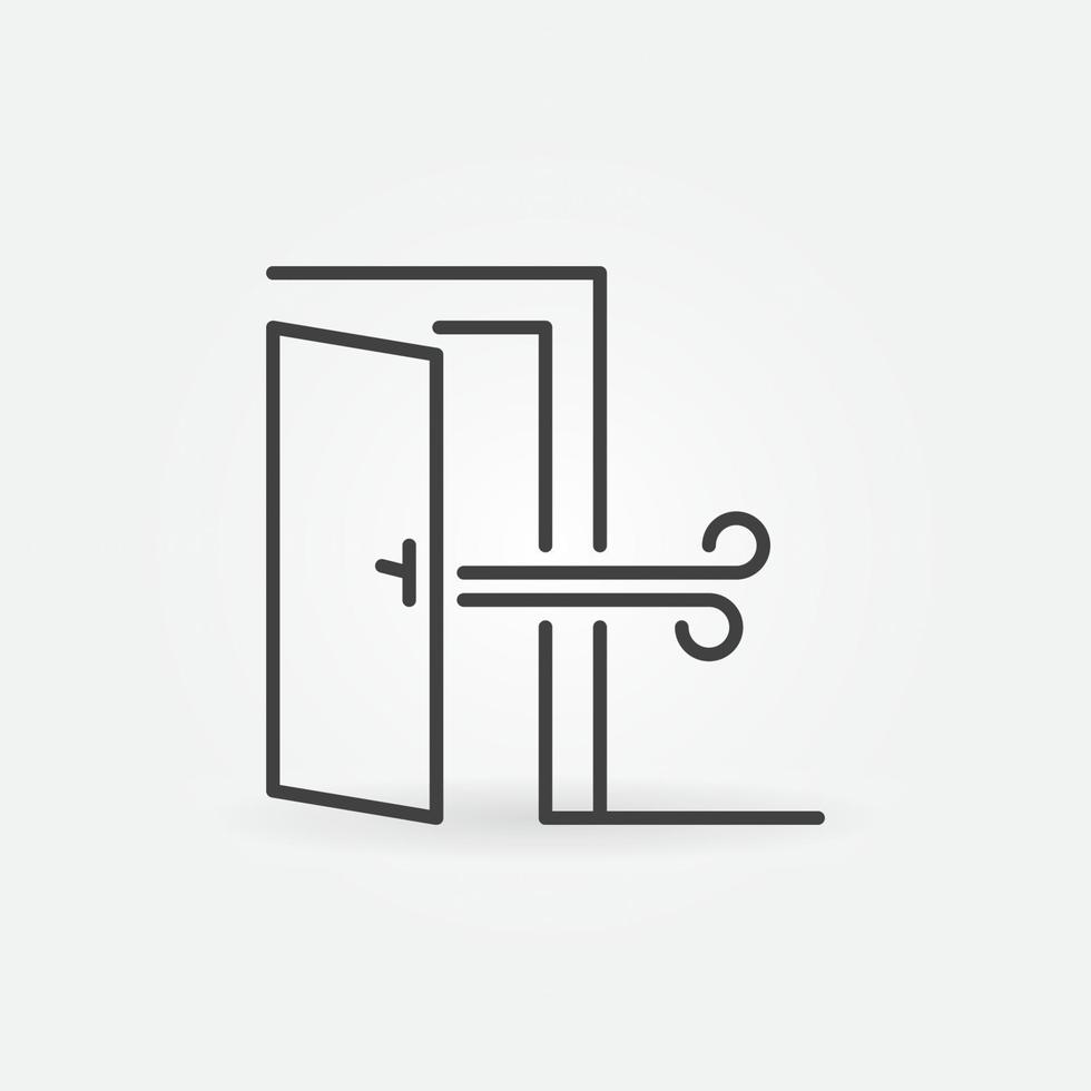 ícone do conceito de linha de vetor de porta. símbolo de ventilação do quarto