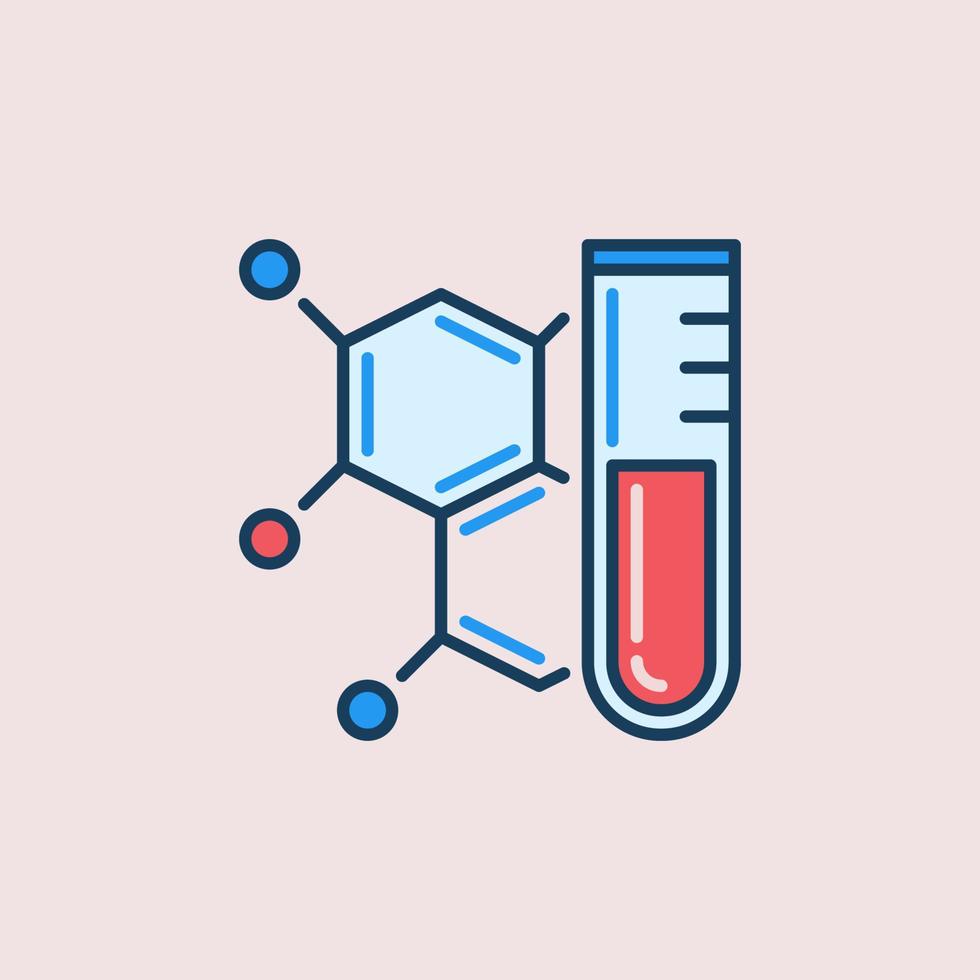 tubo de ensaio de laboratório e ícone colorido de vetor de fórmula química