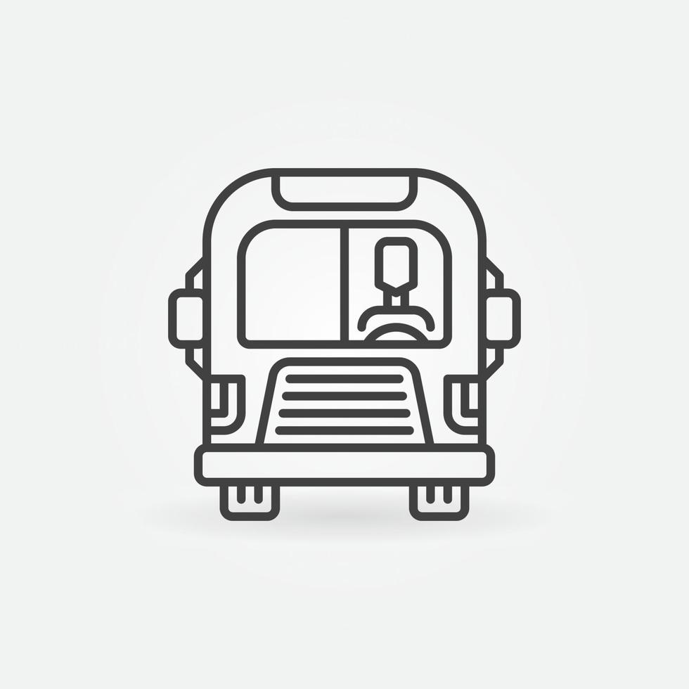 ônibus escolar com ícone ou sinal de conceito de vetor de contorno de motorista