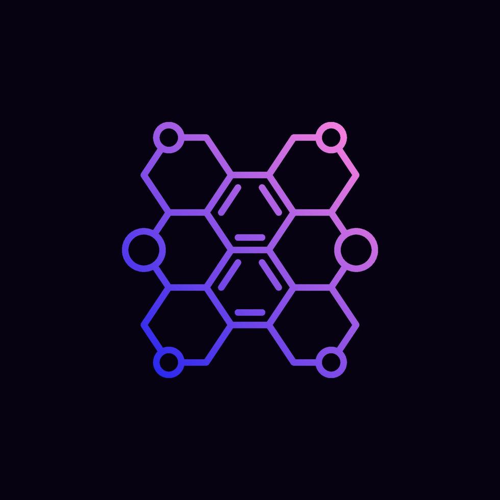 estrutura hexagonal molecular vetor ícone roxo linear abstrato