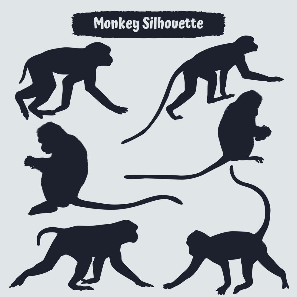 coleção de vetores de silhuetas de macacos animais