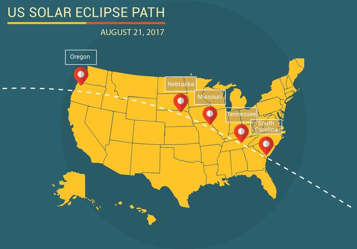 Nós vetor de mapa de caminho de eclipse solar