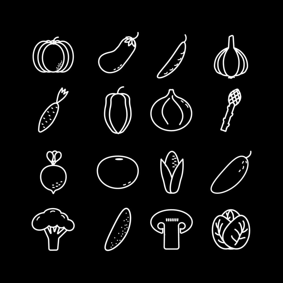 vegetariano, vegetal, vegetais - conjunto mínimo de ícones da web de linha fina. coleção de ícones de contorno. vetor