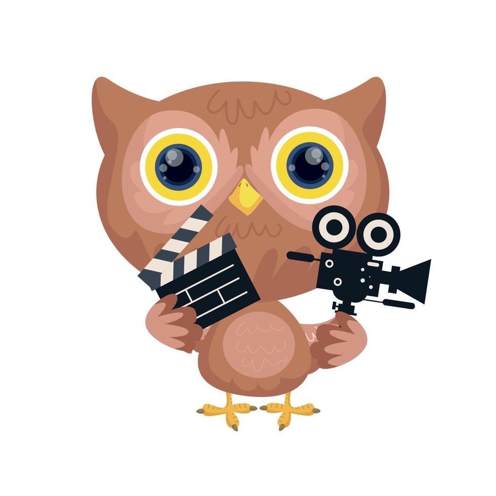 doodle ilustração do ícone do cinema com coruja vetor