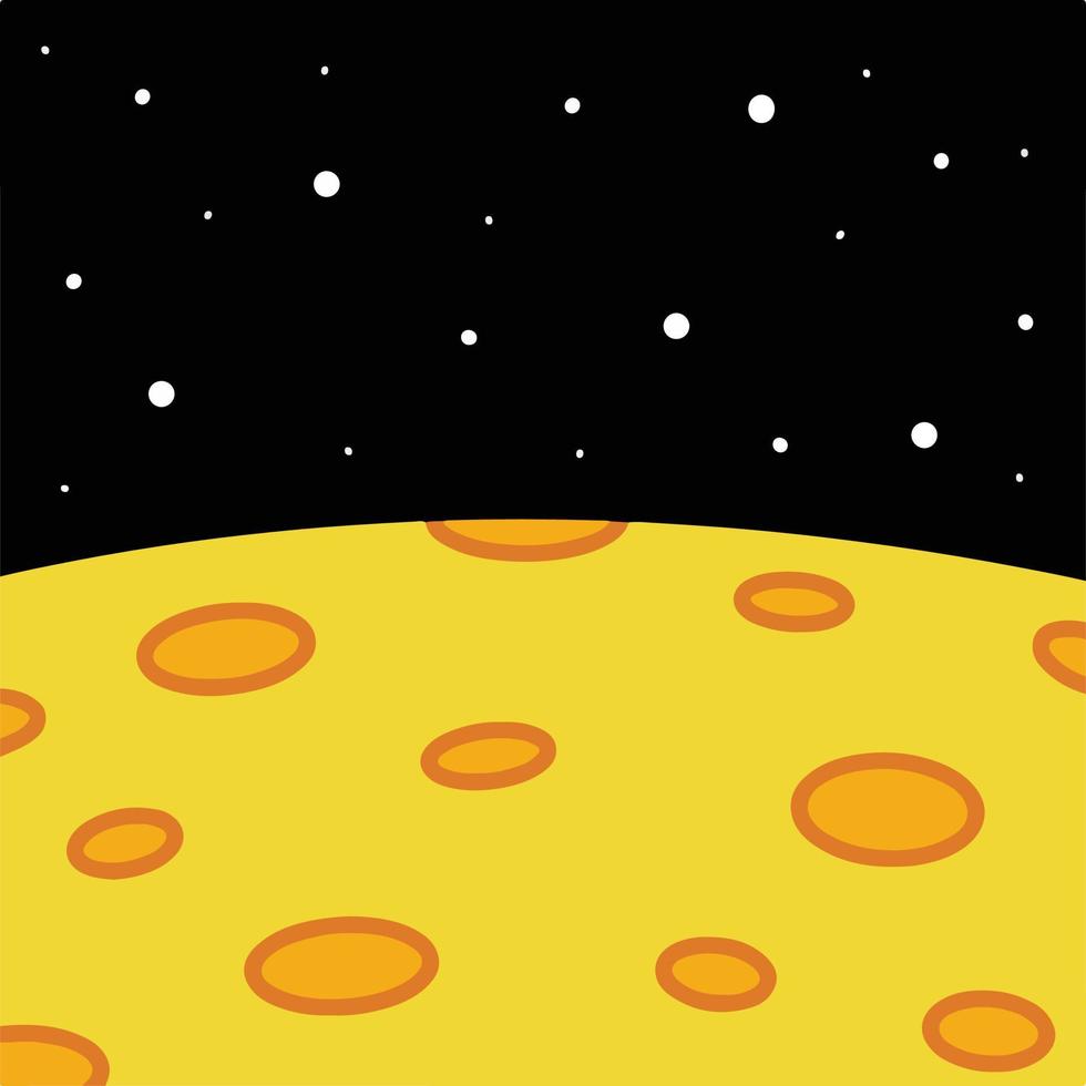 lua de queijo amarelo fecha no espaço de vácuo preto com fundo vetorial de estrelas brancas. papel de parede quadrado para post de mídia social, cartão, site, pôster, banner e outros. vetor