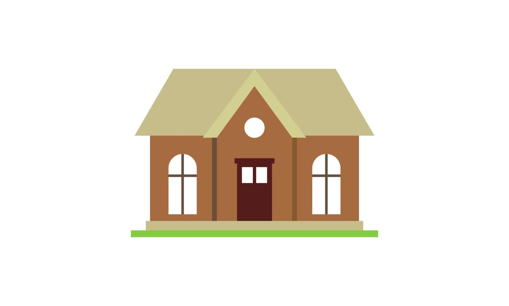 ilustração em vetor logotipo exterior da casa vista frontal com telhado