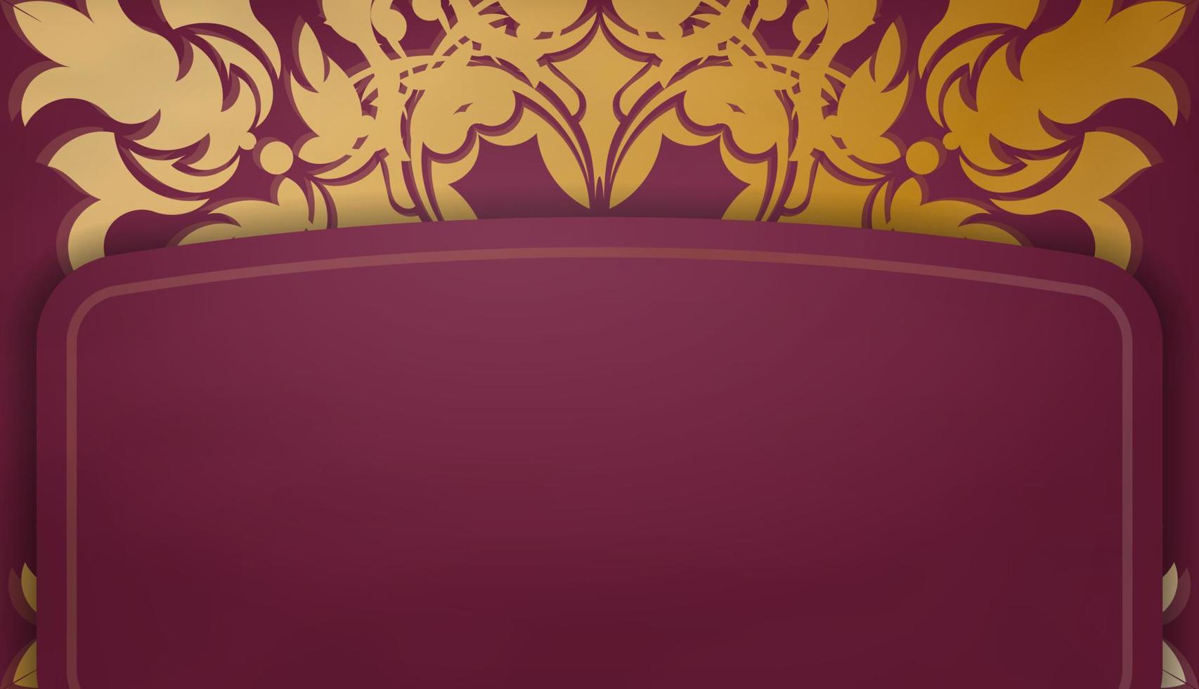 banner cor de vinho com ornamento de ouro vintage para design sob logotipo ou texto vetor