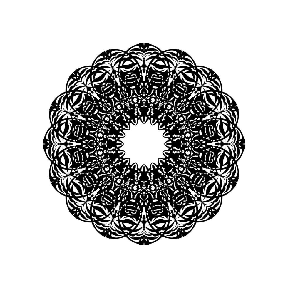 vetor de mandala preto e branco isolado no branco. vetor elemento decorativo circular desenhado à mão.