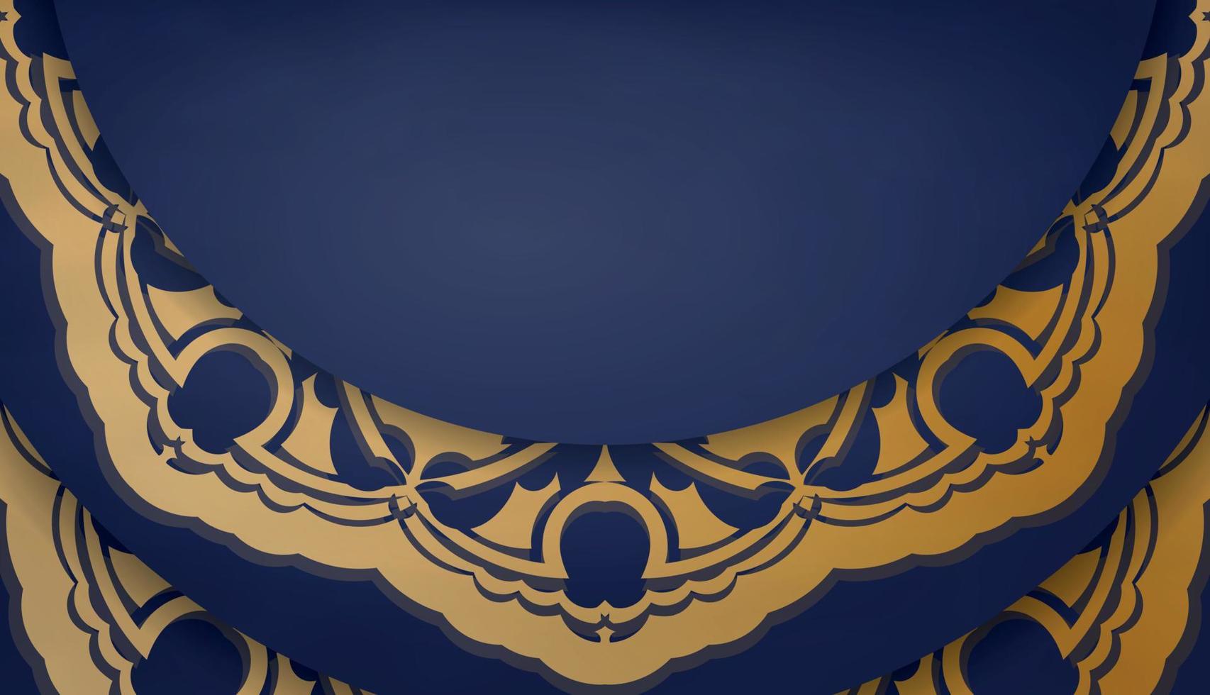 banner azul escuro com padrão de ouro abstrato e espaço para seu logotipo ou texto vetor