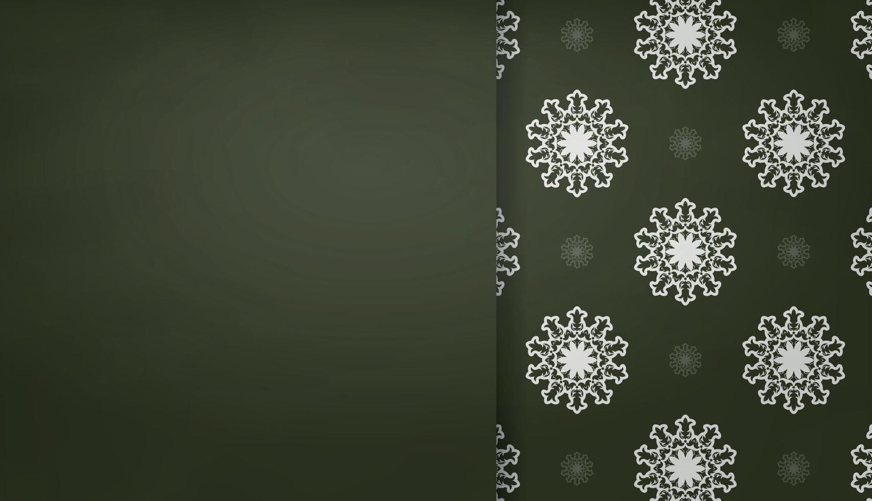 banner verde escuro com ornamentos brancos antigos e um lugar para o logotipo vetor