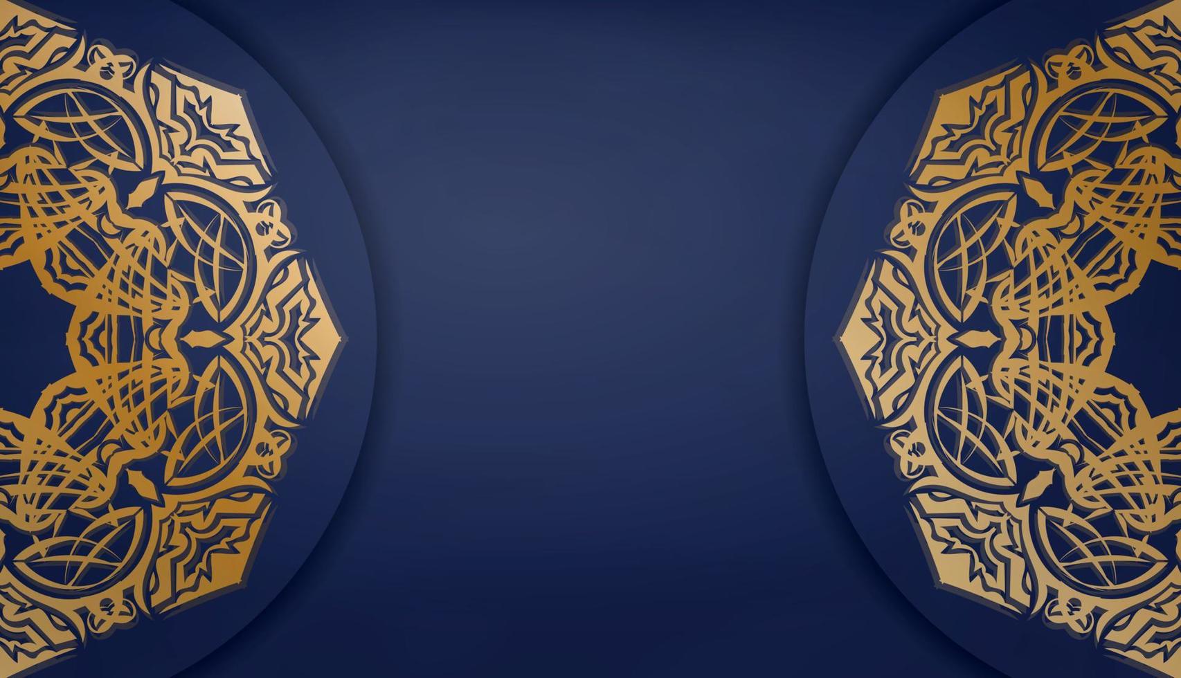 banner azul escuro com padrão de ouro vintage para design sob seu logotipo ou texto vetor