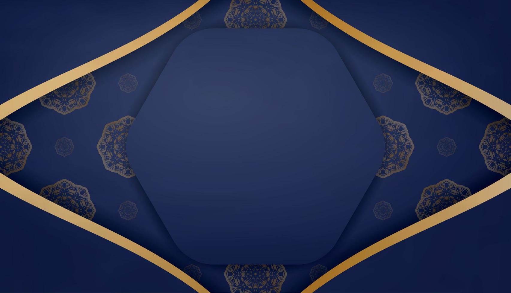 banner azul escuro com ornamentos de ouro antigo e espaço para seu logotipo ou texto vetor