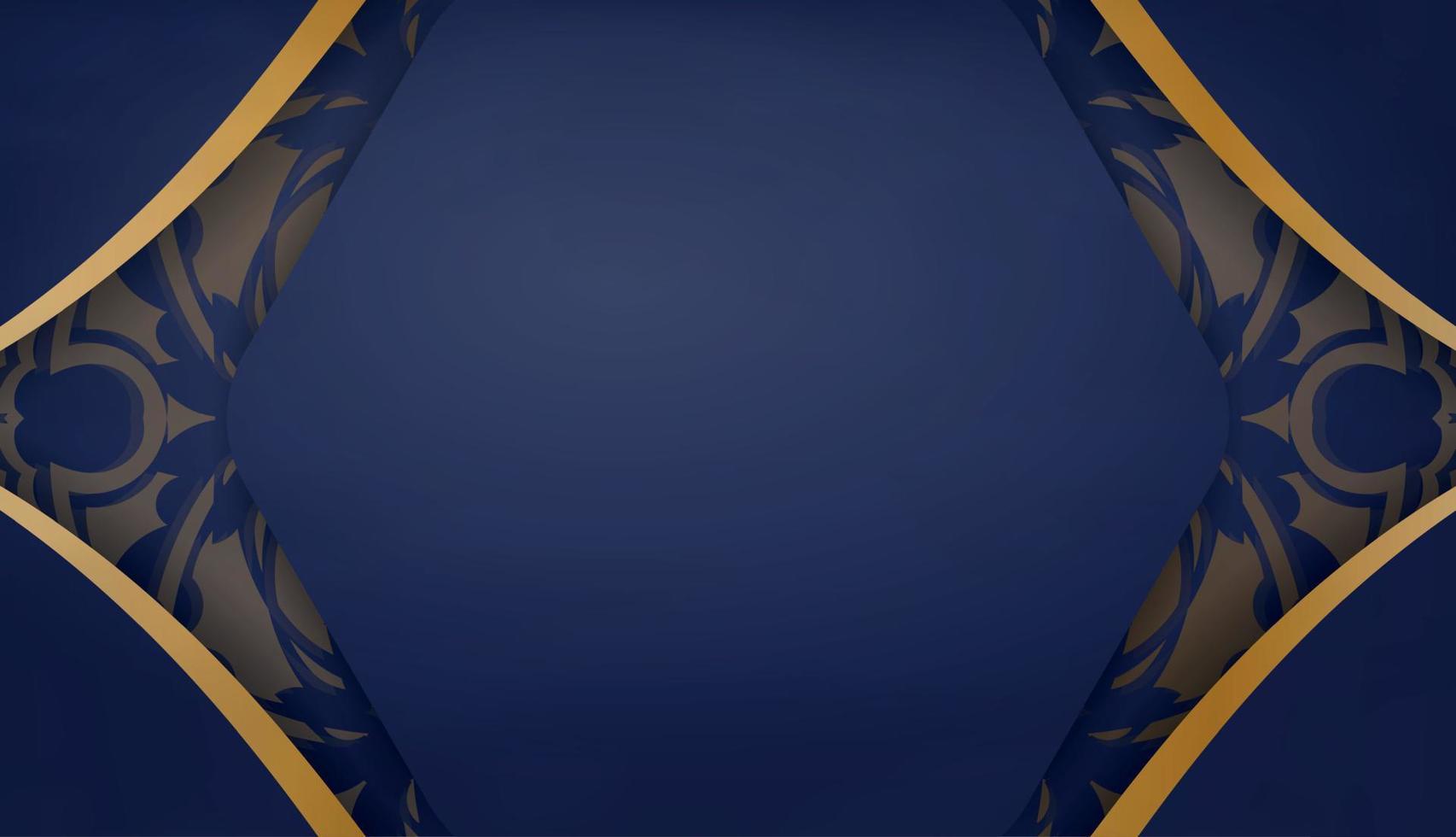 banner azul escuro com ornamentos de ouro grego e espaço para seu logotipo ou texto vetor