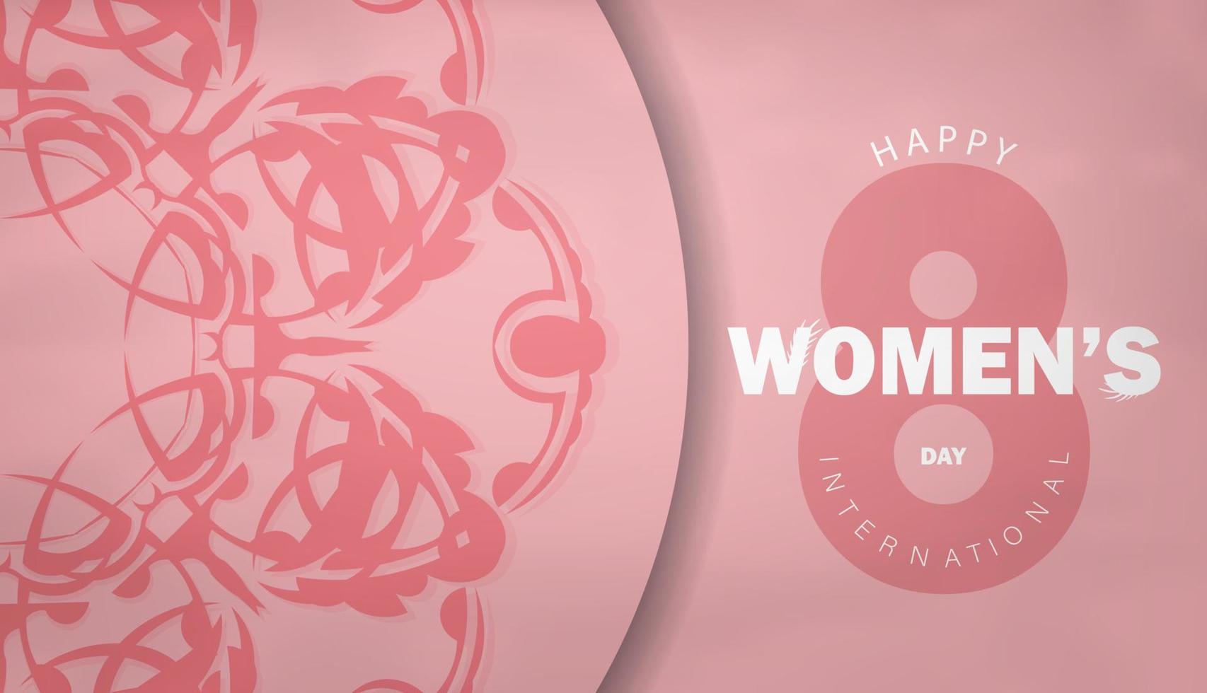 brochura do dia internacional da mulher rosa com ornamentos vintage vetor