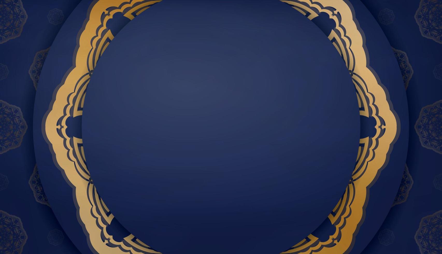 banner azul escuro com padrão de ouro grego e espaço para seu logotipo ou texto vetor