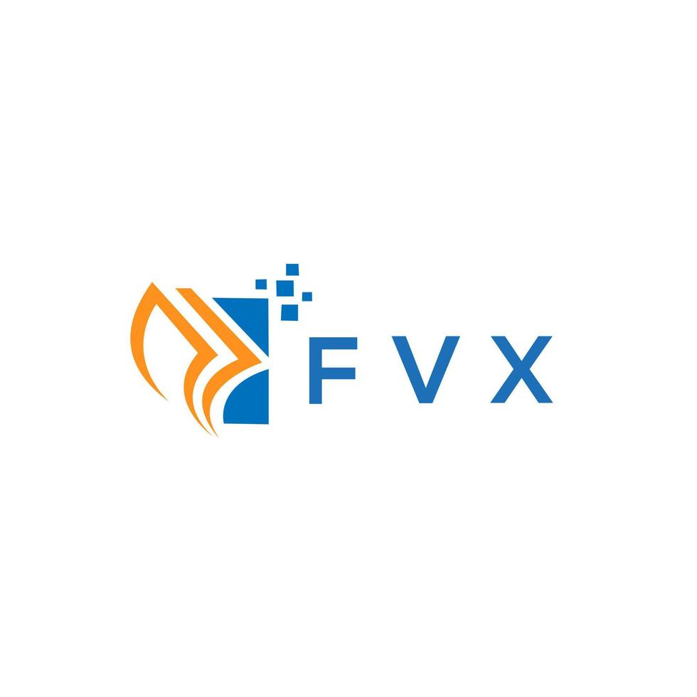 design de logotipo de contabilidade de reparo de crédito fvx em fundo branco. conceito de logotipo de carta de gráfico de crescimento de iniciais criativas fvx. design de logotipo de finanças de negócios fvx. vetor