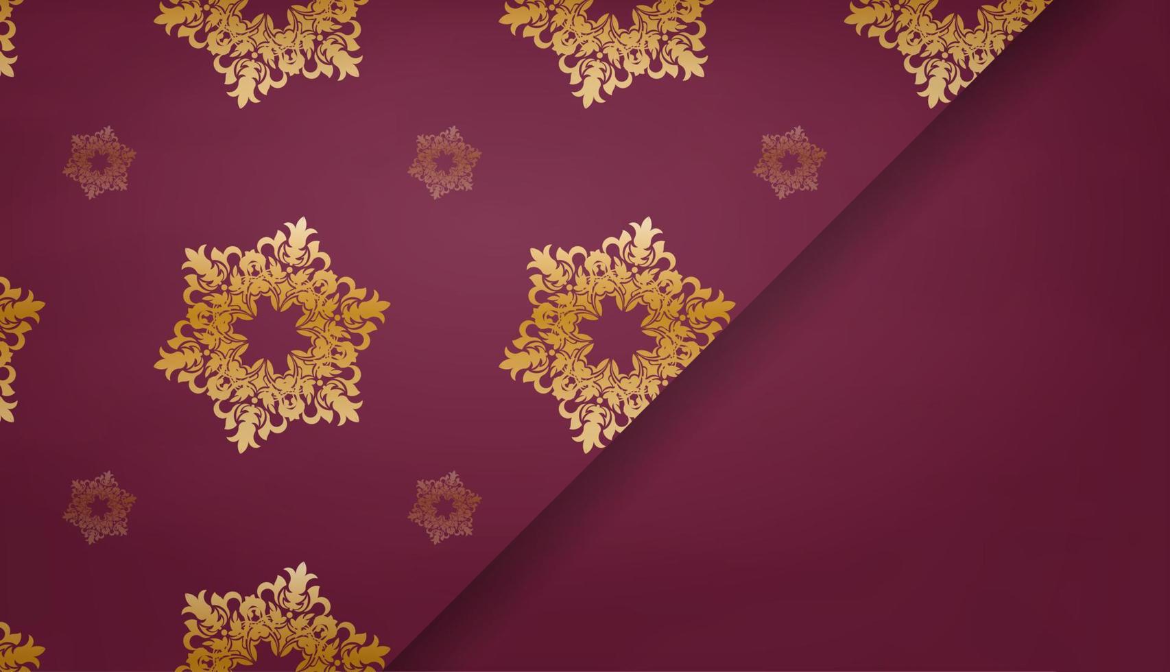 baner de cor bordô com ornamento de ouro mandala para design sob seu logotipo ou texto vetor