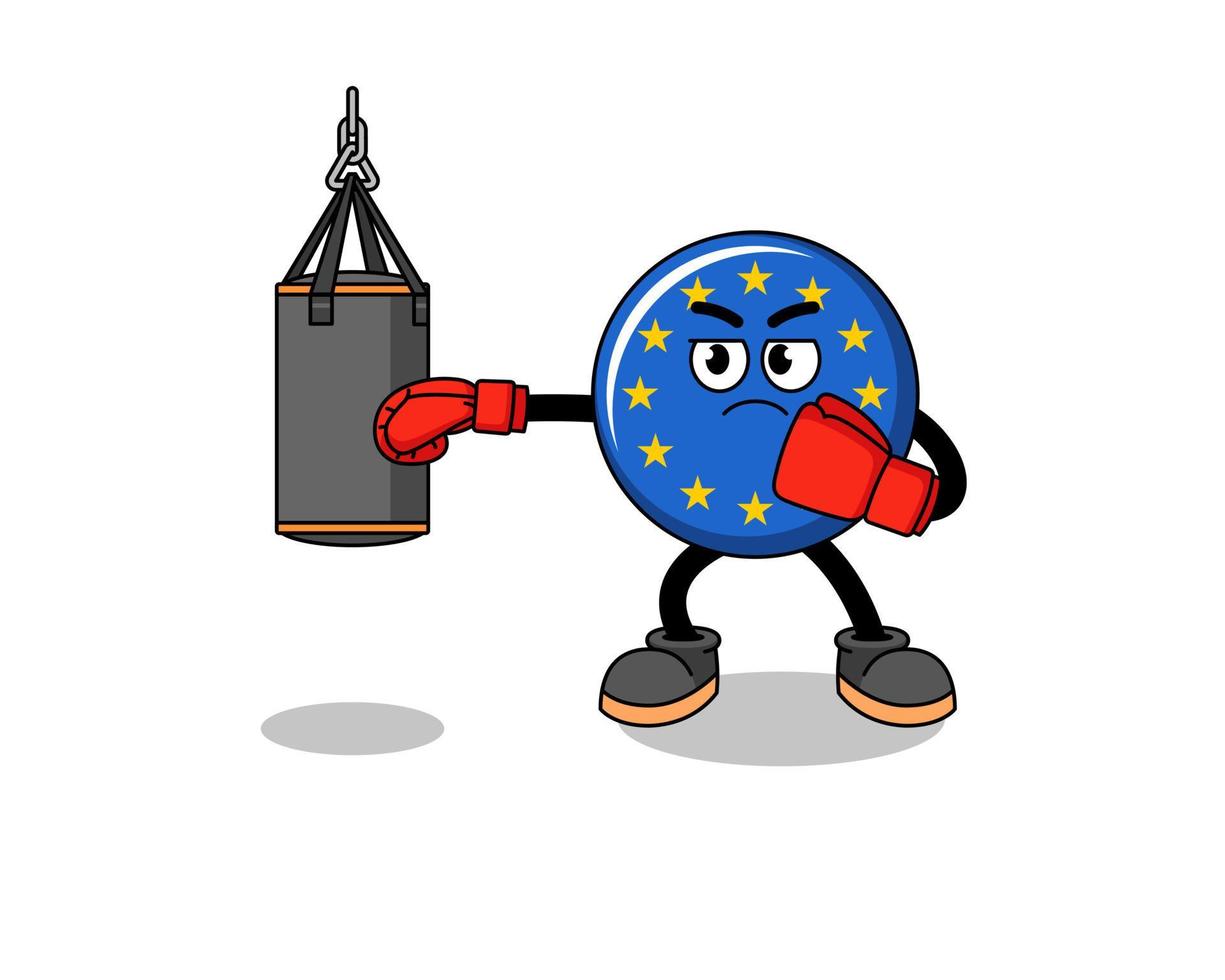 ilustração do boxeador da bandeira da europa vetor