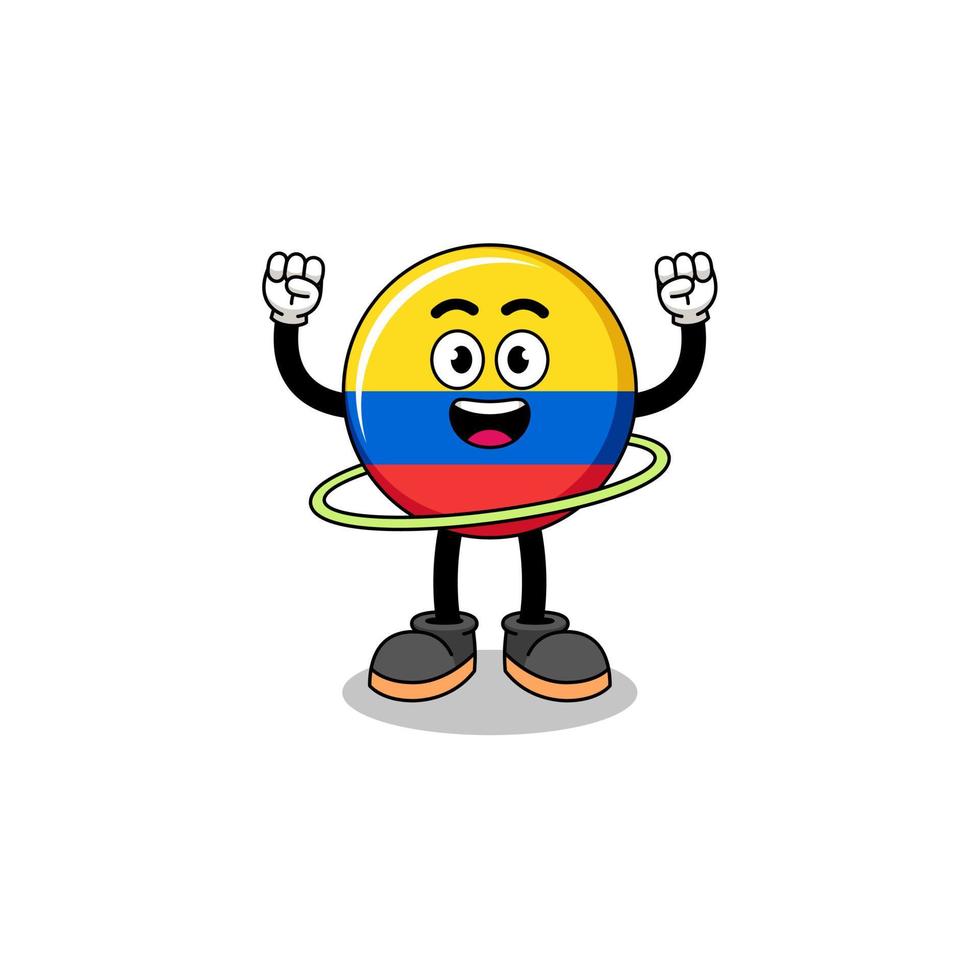 ilustração de personagem da bandeira da Colômbia jogando bambolê vetor
