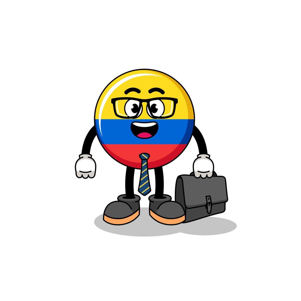 mascote da bandeira da colômbia como empresário vetor