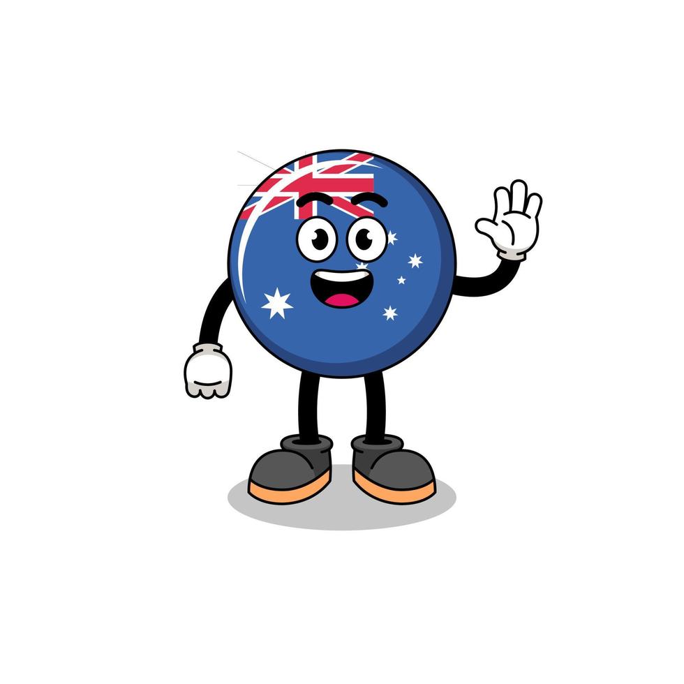 desenho animado da bandeira da austrália fazendo gesto com a mão vetor