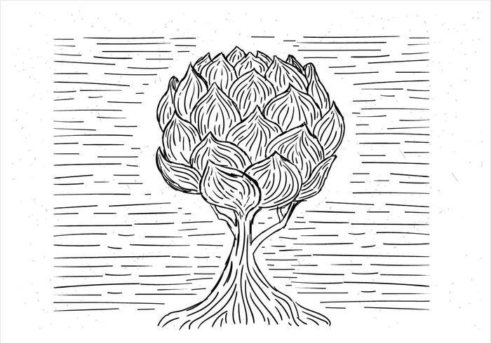 Árvore desenhada mão desenhada à mão vetor